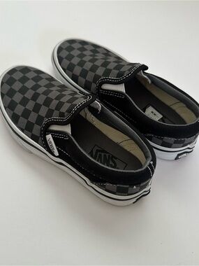 Vans Kids Checkerboard Slip-On Sneakers - Black & Gray